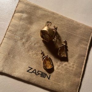 Mesh of Life Ring and earrings set with Citrine stone